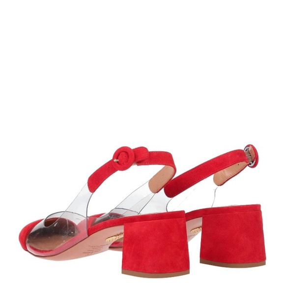 ❌SOLD❌Aquazzura Red Suede & PVC Slingback Block Heel (Size 40.5 IT) - Picture 3 of 13